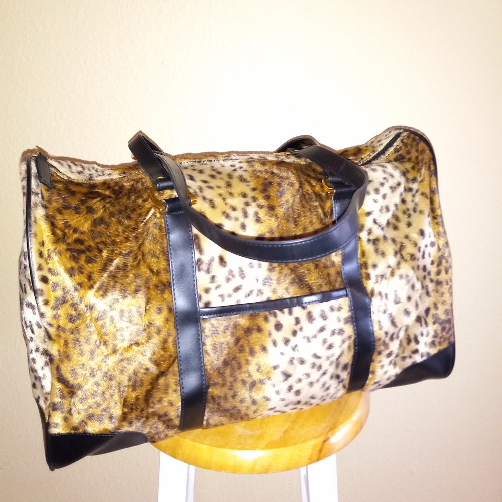 Leopard print weekender tote